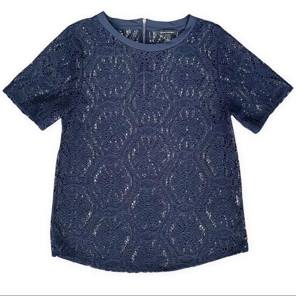 Banana Republic Navy Lace Short Sleeve Top SMALL - Picture 1 of 6
